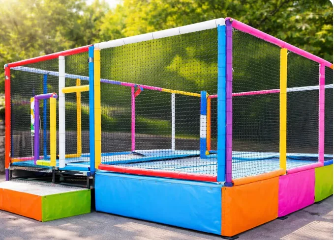 Location trampoline 4 pistes sur remorque - Funtastic Bassin d'Arcachon
